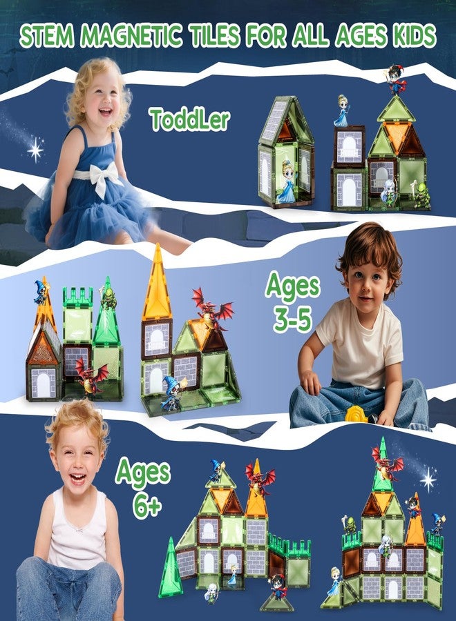 VANLINNY Magnetic Tiles, Dragon Toys for 5 Year Old Boy, Magnetic Building Blocks for Kids, Princess Monster Magnet Tiles 3D Educational Toy, STEM Construction for Toddlers, Birthday Gifts for Boys and Girls - Image 4